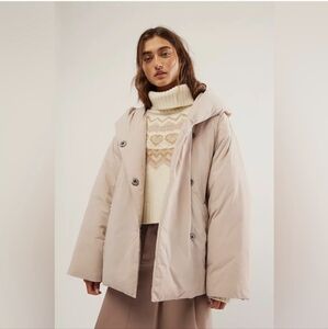 NWT FREE PEOPLE Cozy Cloud Puffer Jacket In Mushroom MSRP $168 | Small